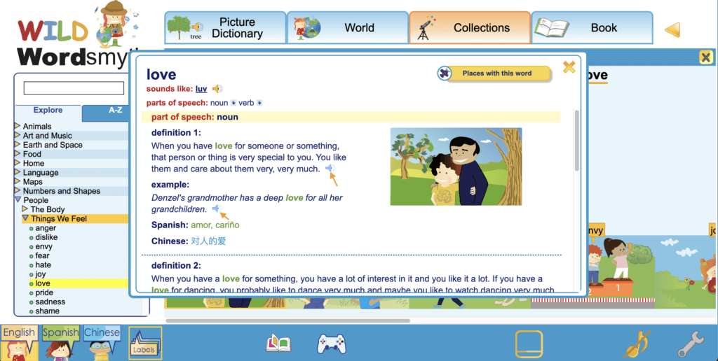 WILD definitions and examples have audios
